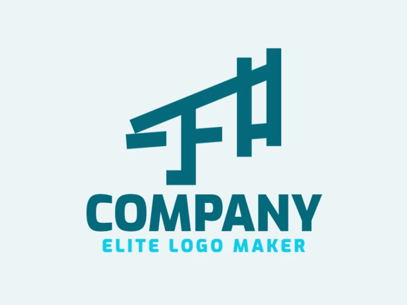 Abstract company logo with the shape of a bridge combined with a megaphone with blue colors.