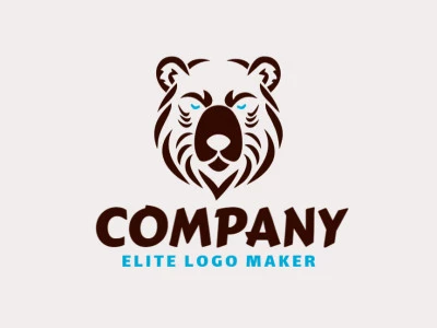 A symmetrical logo design showcasing a majestic brown bear, exuding strength and harmony.