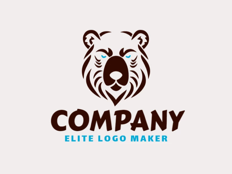 A symmetrical logo design showcasing a majestic brown bear, exuding strength and harmony.