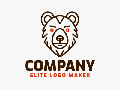 A monoline logo featuring a brown bear, designed with smooth lines and a color palette of brown and orange for a warm and inviting feel.