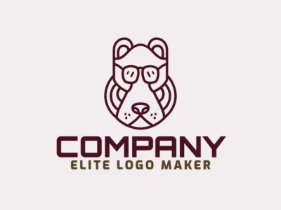 Vector logo in the shape of a brown bear with monoline style and brown color.