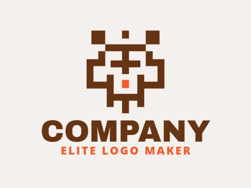 Ideal logo for different businesses in the shape of a brown bear, with creative design and symmetric style.