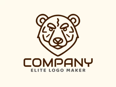 An inspiring, professional logo featuring a monoline brown bear head, exuding elegance and sophistication.