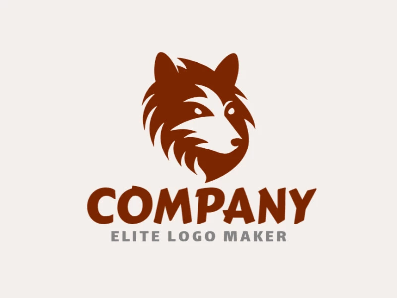 Customizable logo in the shape of a brown bear head with creative design and simple style.