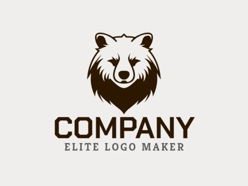 Creative logo in the shape of a brown bear head with a memorable design and simple style, the color used is dark brown.