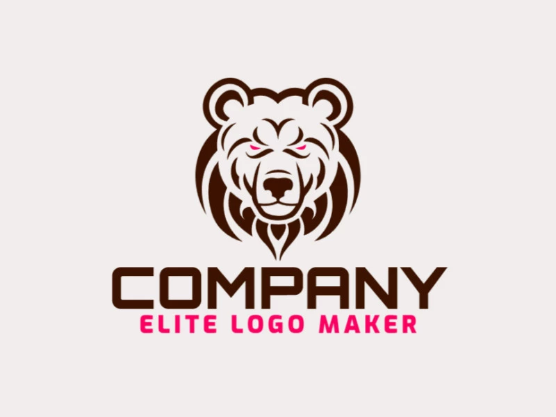 A symmetric logo featuring a brown bear head, blending brown and pink tones, symbolizing strength and compassion.