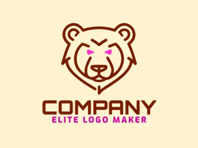 A sophisticated monoline logo featuring the distinct outline of a brown bear head, ideal for a refined and elegant brand image.