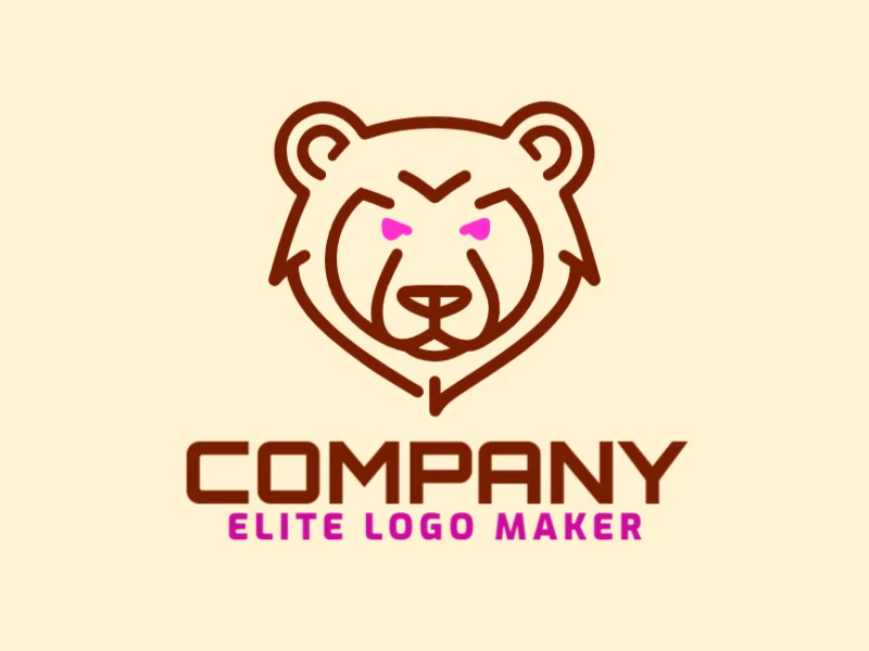 A sophisticated monoline logo featuring the distinct outline of a brown bear head, ideal for a refined and elegant brand image.