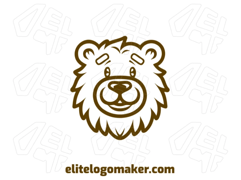 Brown Bear Head With Minimalist Design: Creative And 100% Customizable Logo Suitable symmetric logo featuring a brown bear head with a minimalist design for a clean and balanced look.