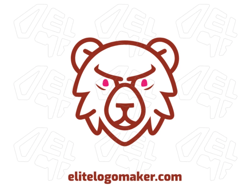Brown Bear Head With Simple Style - Professional And Elegant Logo Subtle and professional logo design featuring a symmetrical simple style brown bear head, perfect for creating an elegant brand identity.