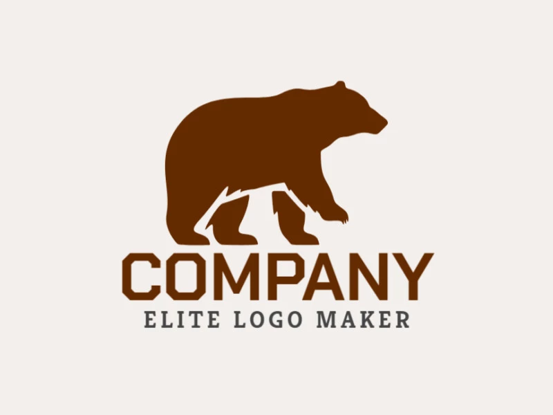 Ideal logo for different businesses in the shape of a brown bear walking with an abstract style.