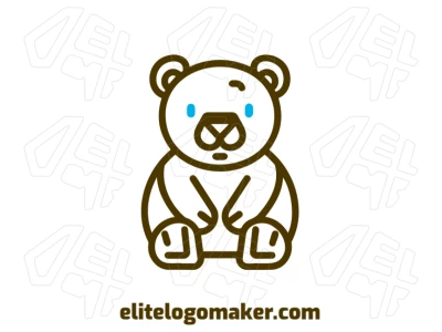 An excellent abstract logo featuring a brown bear with blue eyes, designed with bold shapes and unique lines for a striking and modern appearance.