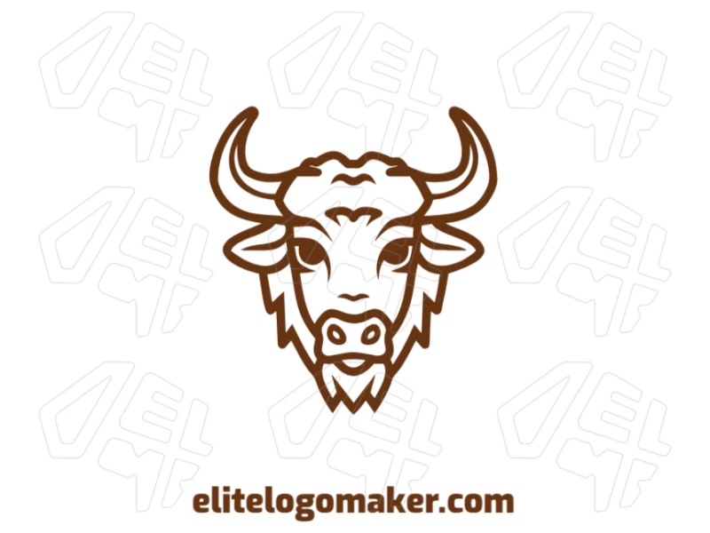Brown Bull With Sharp Horns - Customize Your Own Logo Appropriate mascot logo featuring a brown bull with sharp horns, designed with bold and striking details.
