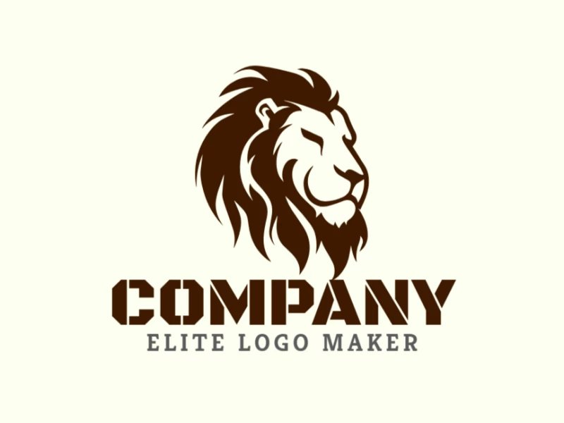 Dynamic abstract logo design featuring a brown lion head, combining bold lines and unique shapes for a powerful visual impact.