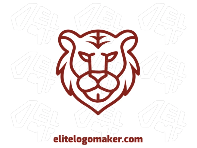 Customizable logo featuring a brown lion head in a minimalist and symmetrical style, designed for a clean and bold visual identity.