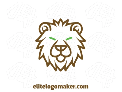 A professional animal-style logo design featuring a brown lion head with a striking green eye, created by a skilled logo design maker.