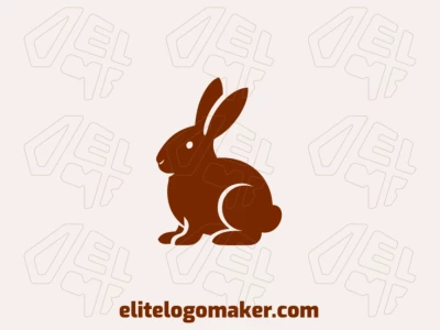 A logo template featuring a brown rabbit in an animal style, designed with detailed lines to create a playful and charming look.