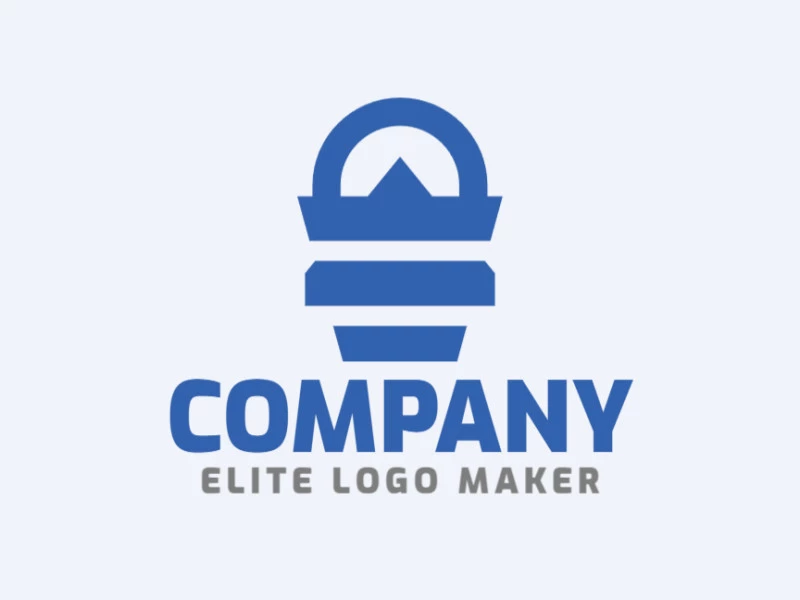 Logo available for sale in the shape of a bucket, with abstract style and blue color.