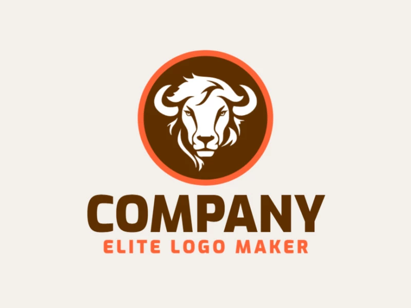 Memorable logo in the shape of a buffalo with abstract style, and customizable colors.