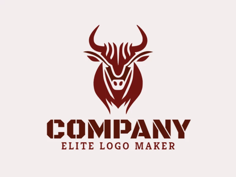 Simple logo composed of abstract shapes forming a bull with the color brown.