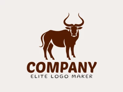 Creative logo in the shape of a bull with a memorable design and abstract style, the color used is dark brown.