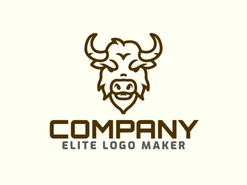 A perfect monoline logo template featuring a bull, capturing strength and simplicity in its elegant design.