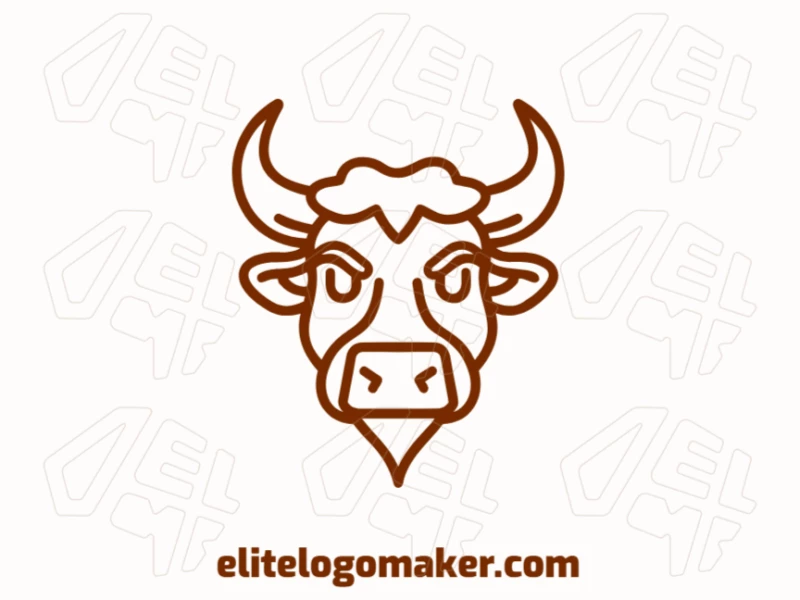 Flashy and creative logo featuring a bold bull head with a perfectly symmetrical style.