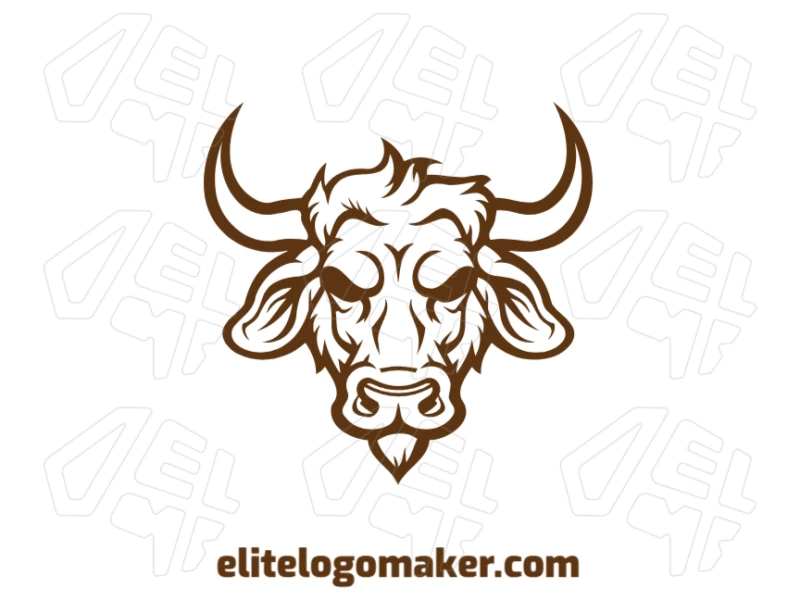 Bull's Head With Large Horns - Logo For Sale Abstract business logo featuring a bull's head with large horns, designed with a bold and modern style.