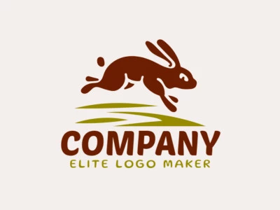 This abstract logo depicts a jumping bunny in shades of green and brown, conveying a sense of energy and playfulness. Perfect for businesses with a fun and active brand.