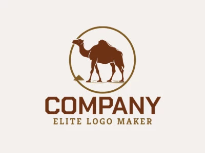 Simple logo composed of abstract shapes forming a camel with brown and yellow colors.