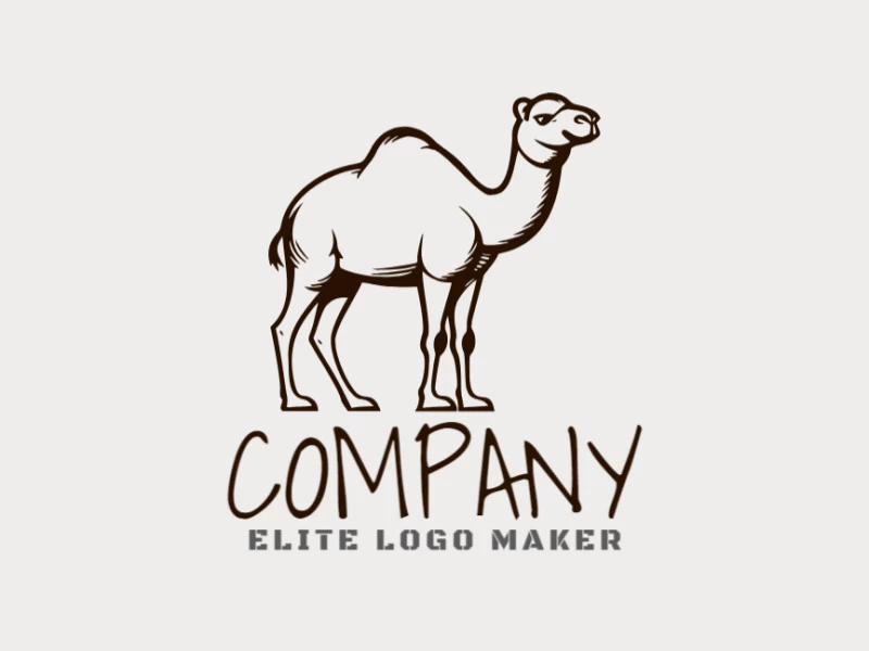 Create a memorable logo for your business in the shape of a camel with a monoline style and creative design.