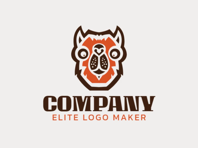 Logo consisting of abstract forms forming a camel head with stylized style, the colors used are orange and brown.