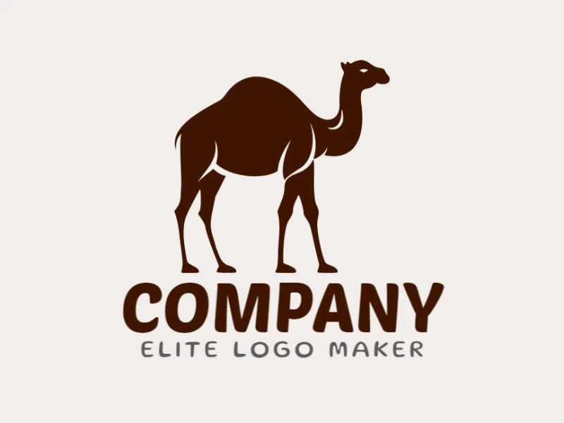 A minimalist logo with a serene walking camel, capturing elegance in dark brown simplicity.