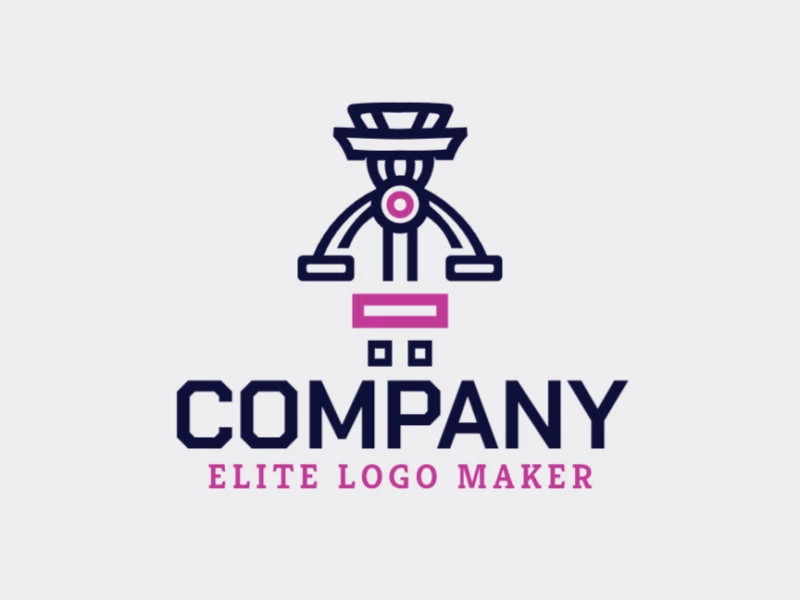 Logo available for sale in the shape of a camera combined with a drone, with abstract style with blue and pink colors.