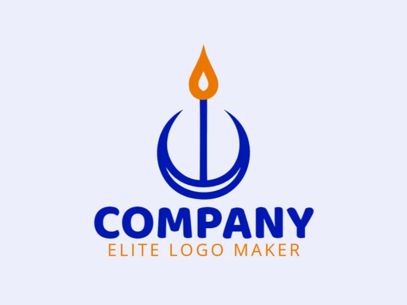 Simple logo composed of abstract shapes forming a candle with orange and dark blue colors.