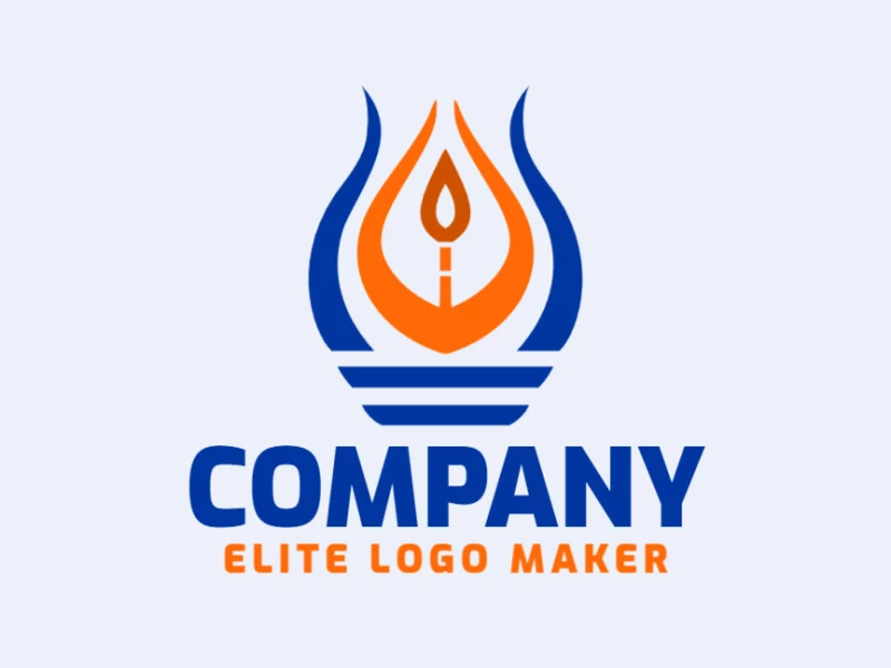 A simple candle icon in striking orange and dark blue, creating an elegant and serene logo design.