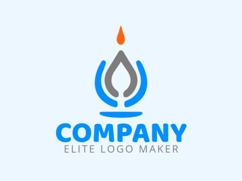 Vector logo in the shape of a candle with multiple lines designed with blue, orange, and grey colors.