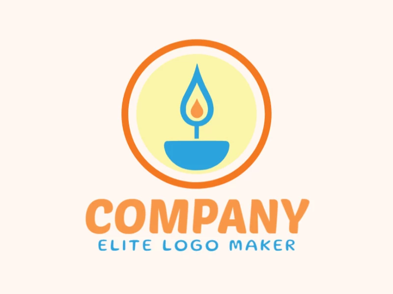 The professional logo is in the shape of a candle with a circular style, the colors used were blue, orange, and yellow.