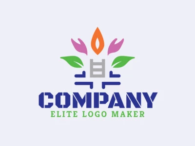 Create an ideal logo for your business in the shape of a candle combined with leaves, with minimalist style and customizable colors.