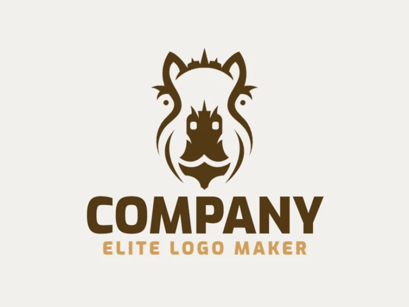 Create a logo for your company, in the shape of a capybara, with symmetric style and brown color.