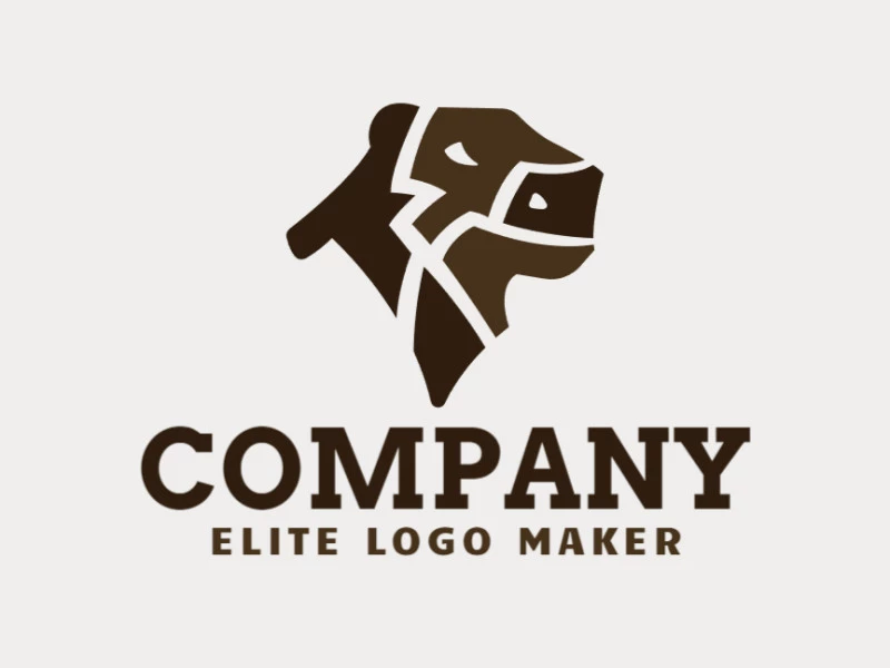 Animal logo in the shape of a capybara head composed of abstracts shapes and refined design with brown color.