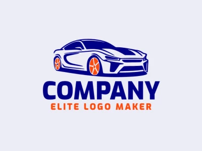 Simple logo composed of abstract shapes forming a car with orange and dark blue colors.