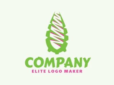 Simple logo in the shape of a carnivorous plant composed of abstract elements with green and pink colors.