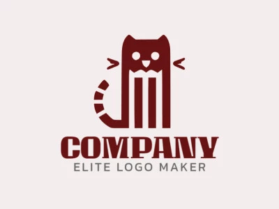 Minimalist cat logo featuring brown color. Tail forming a shape with geometric precision, symbolic of grace and cunning.