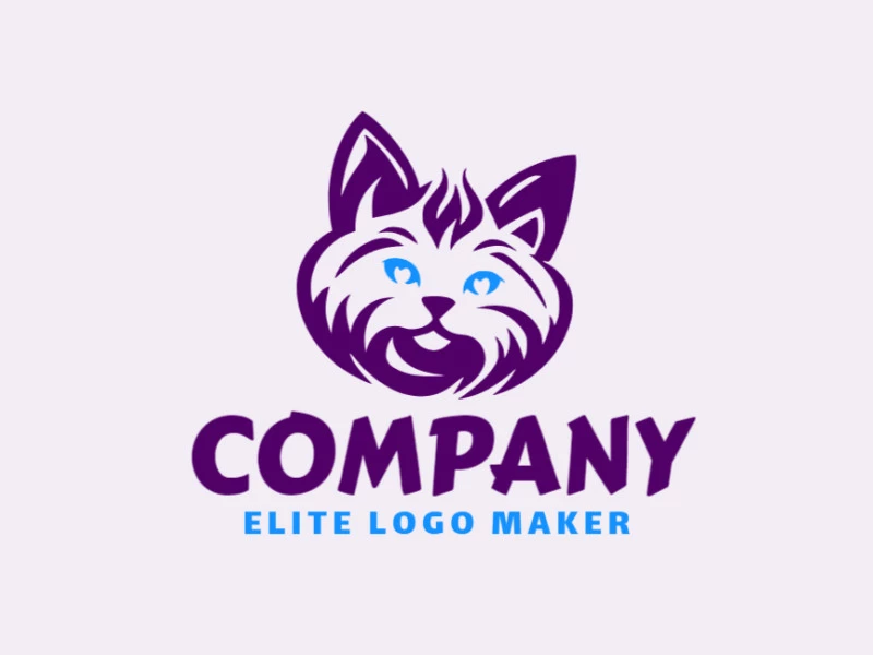 Create your online logo in the shape of a cat head with customizable colors and handcrafted style.