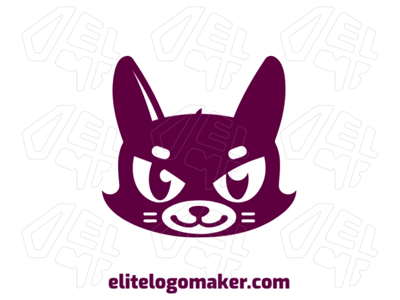 Cat's Head With Large Eyes Iconic Logo Creative logo featuring a cat's head with large eyes in a pictorial style, combining mystery and charm in a visually striking design.