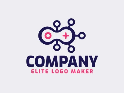 Logo Template in the shape of a chain, with abstract design, with blue and pink colors.