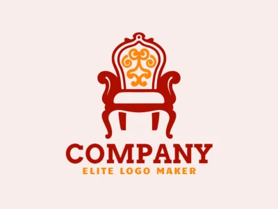 Create a logo for your company in the shape of a chair with a simple style with orange and dark red colors.