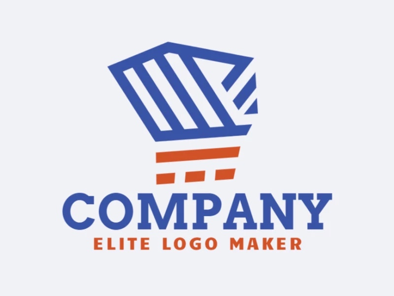 The logo consists of abstract shapes forming a chef hat with simple style, the colors used are blue and orange.