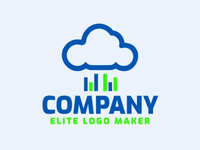 Minimalist logo with a refined design forming a cloud, the colors used was green and dark blue.